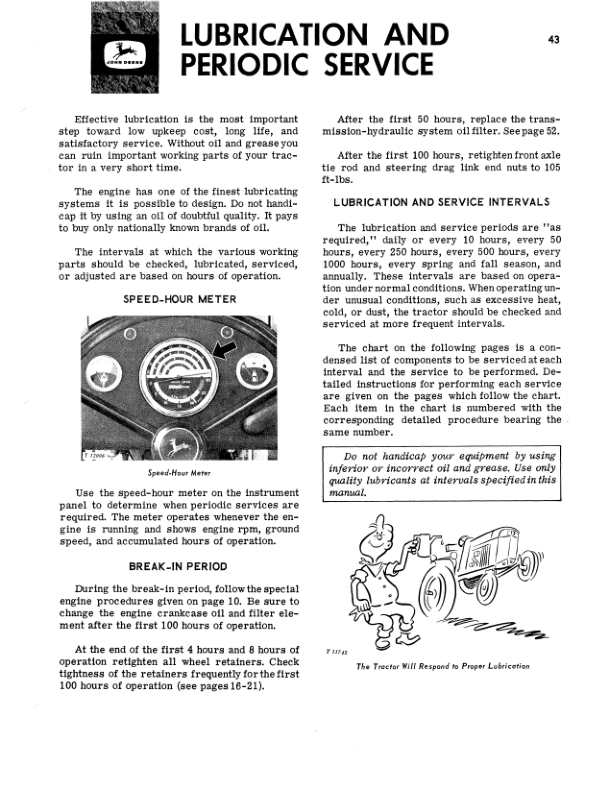 John Deere 1020, 2020 Tractors Operator’s Manuals (OMT26335) Workshop Guide