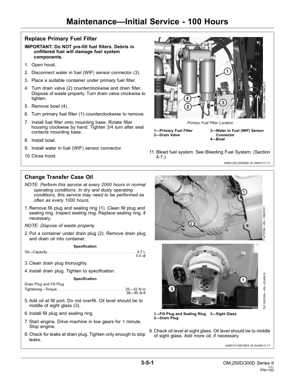 John Deere 250D SERIES II, 300D SERIES II Articulated Dump Trucks Operator’s Manuals (OMT264275) Workshop Guide