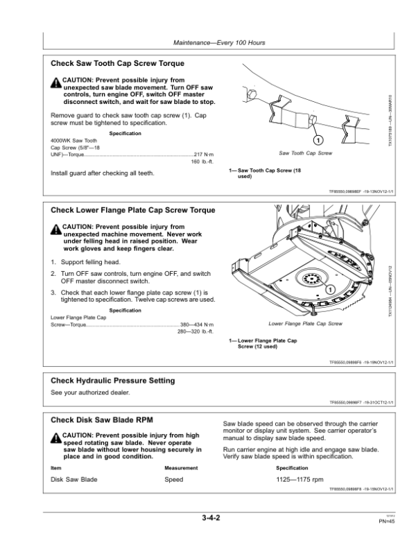 John Deere FD55 Felling Heads Operator’s Manuals (OMT265884) Workshop Guide