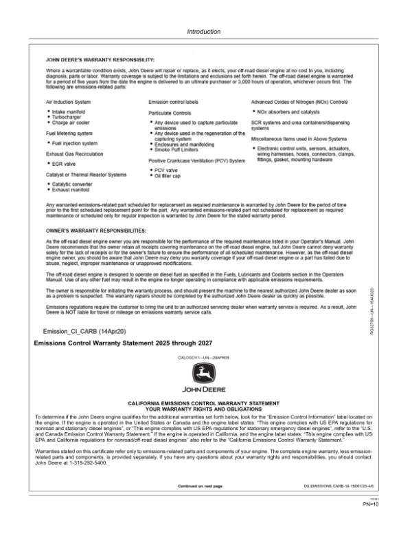 John Deere 524K Loaders Operator’s Manuals (OMT275691) Workshop Guide