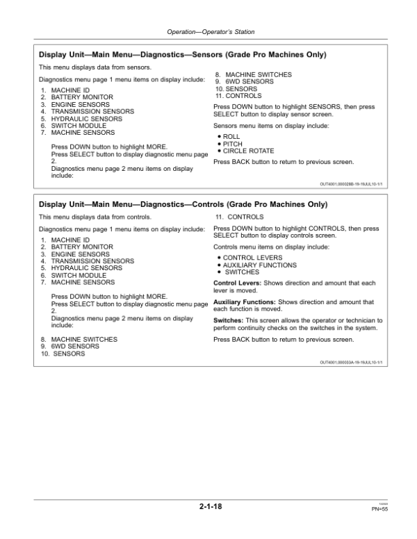 John Deere 870G, 872G, 870GP, 872GP Motor Graders Operator’s Manuals (OMT278209) Workshop Guide