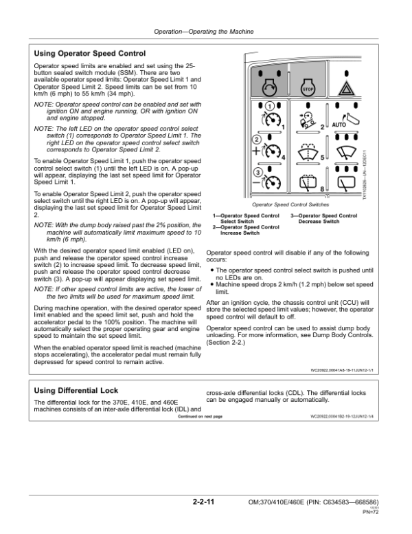 John Deere 370E, 410E, 460E Articulated Dump Trucks Operator’s Manuals (OMT284806) Workshop Guide