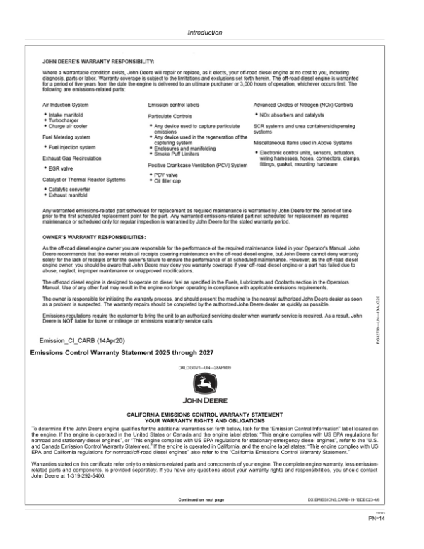 John Deere 250GLC, 290GLC Excavators Operator’s Manuals (OMT289049) Workshop Guide