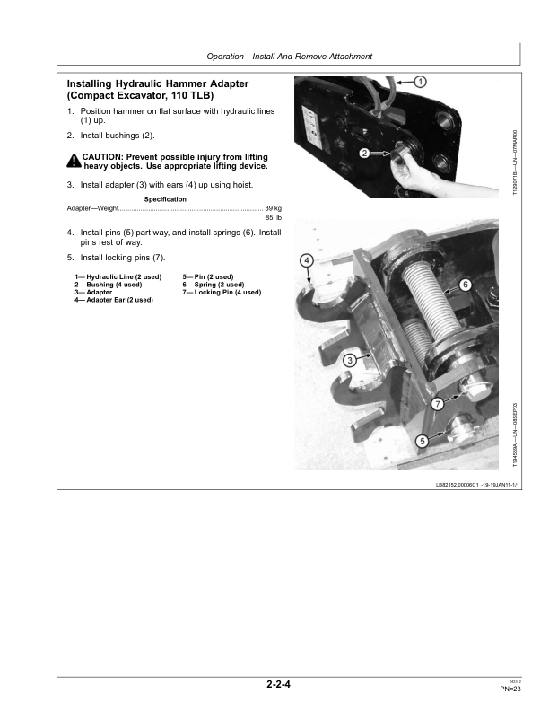 John Deere HH20, HH40, HH60, HH80 Attachments Operator’s Manuals (OMT292171) Workshop Guide