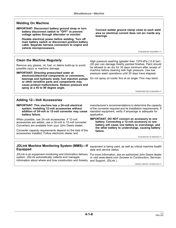 John Deere 450DLC, 650DLC, 850DLC Excavators Operator’s Manuals (OMT310998) Workshop Guide