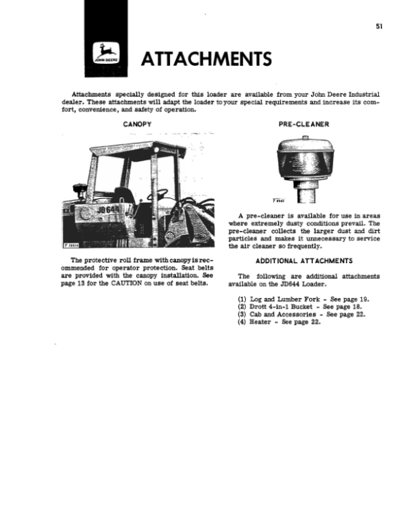 John Deere 644 Loaders Operator’s Manuals (OMT32952) Workshop Guide