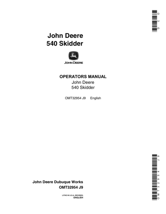 John Deere 540 Skidders Operator’s Manuals (OMT32954) Workshop Guide