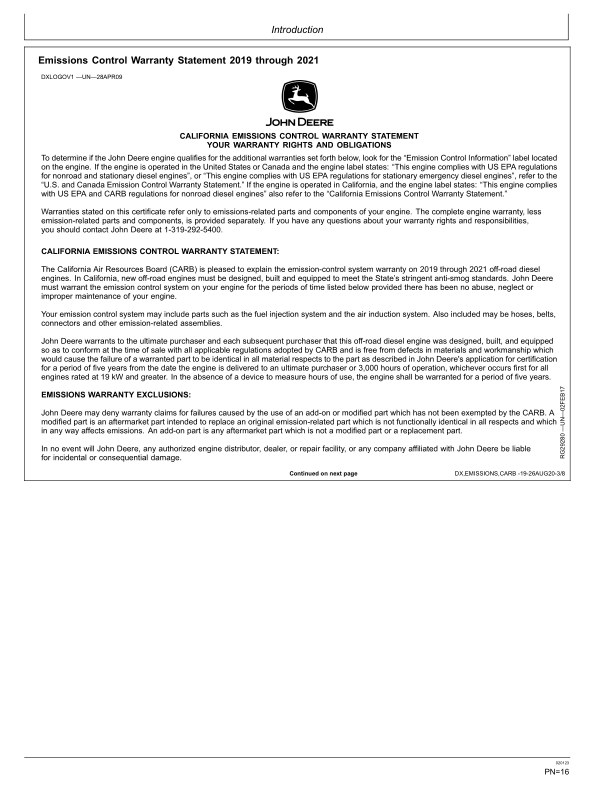John Deere 3154G Forestry Excavator Operator’s Manuals (OMT351628X19) Workshop Guide