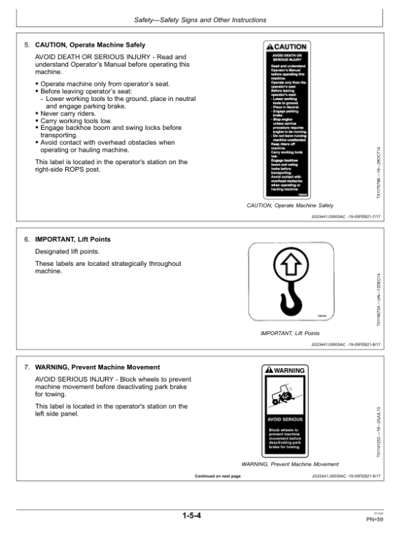 John Deere 315SL, 325SL Backhoe Loaders Operator’s Manuals (OMT357608X19) Workshop Guide