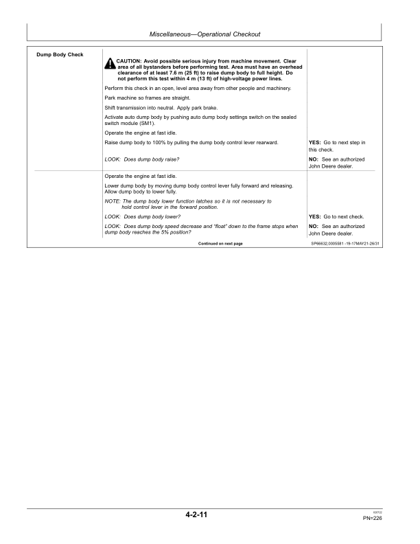 John Deere 260E, 310E Articulated Dump Trucks Operator’s Manuals (OMT363010X19) Workshop Guide