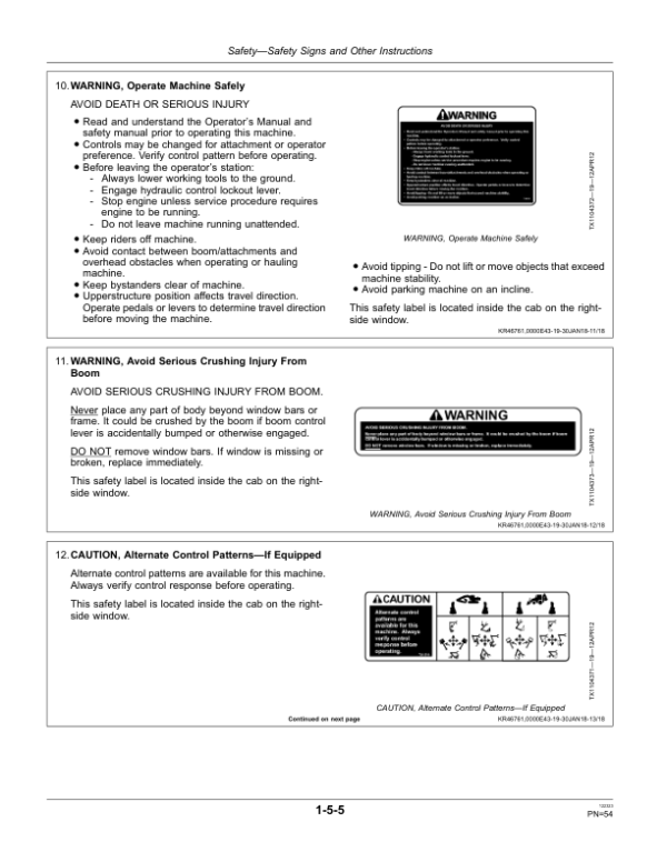 John Deere 210G, 210GLC Excavators Operator’s Manuals (OMT364030X19) Workshop Guide