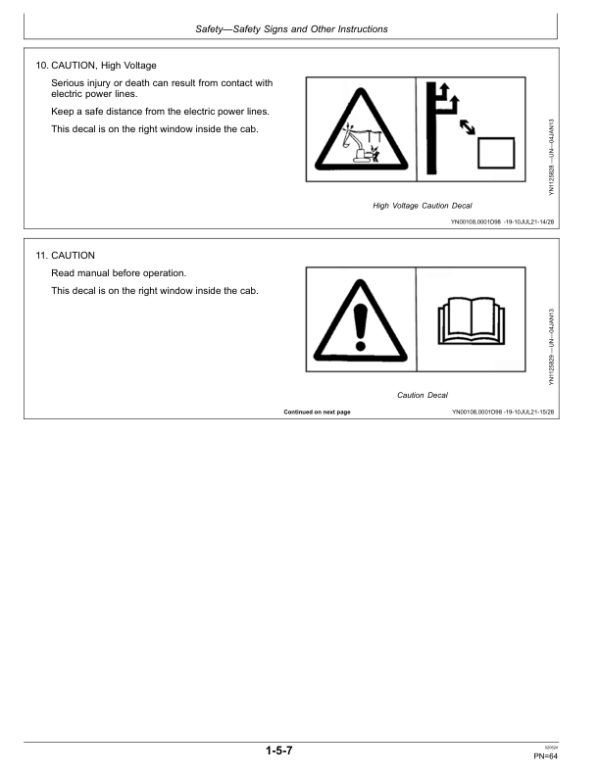 John Deere E210, E210LC, E230LC Excavators Operator’s Manuals (OMT384117X19) Workshop Guide
