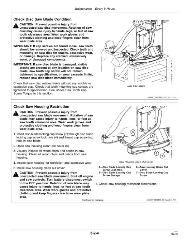 John Deere FR50 Stt Disc Saw Felling Heads Operator’s Manuals (OMT396039X19) Workshop Guide