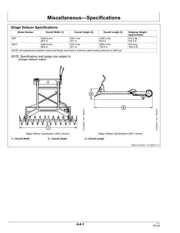 John Deere AD7, AD11 Worksite Pro Attachments Operator’s Manuals (OMT396232X19) Workshop Guide