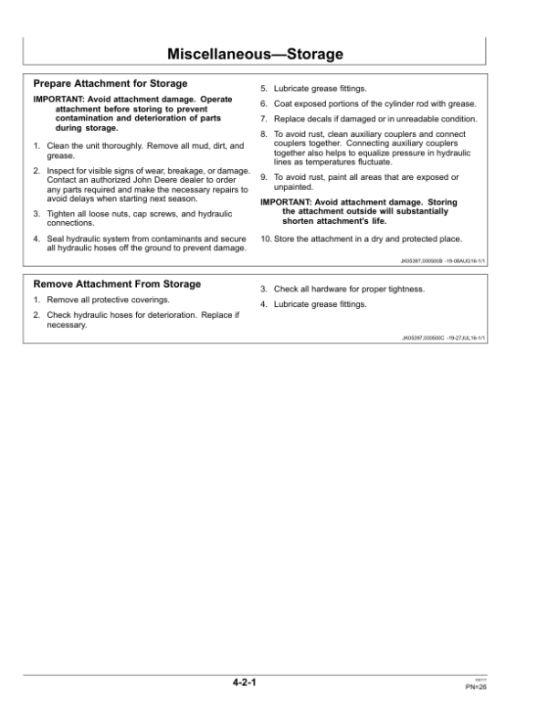 John Deere AH80 Worksite Pro Attachments Operator’s Manuals (OMT397710X19) Workshop Guide