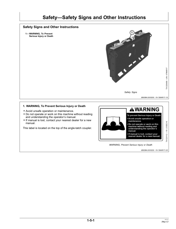 John Deere AT14 Worksite Pro Attachments Operator’s Manuals (OMT397716X19) Workshop Guide