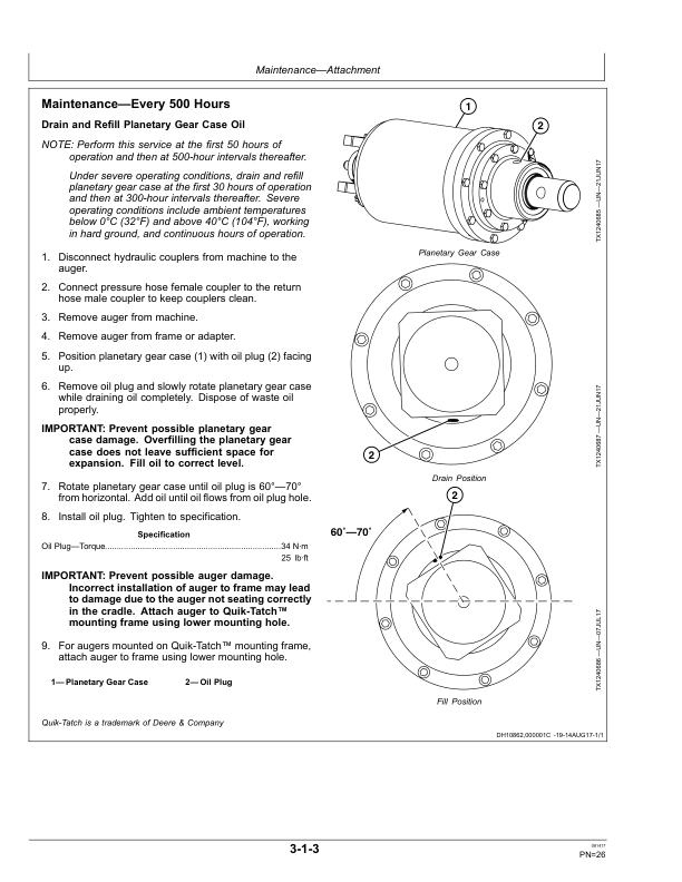 John Deere PA15B, PA30B Worksite Pro Attachments Operator’s Manuals (OMT400601X19) Workshop Guide