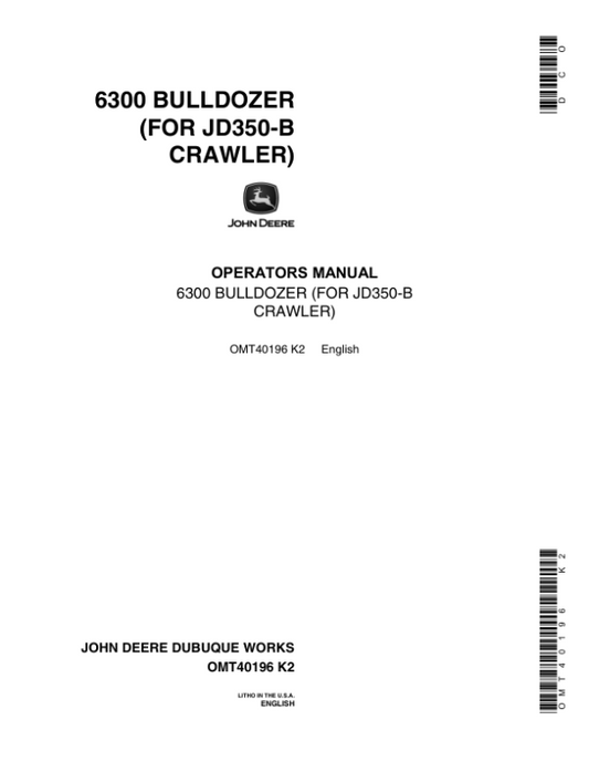 John Deere 6300 Attachments Operator’s Manuals (OMT40196) Workshop Guide