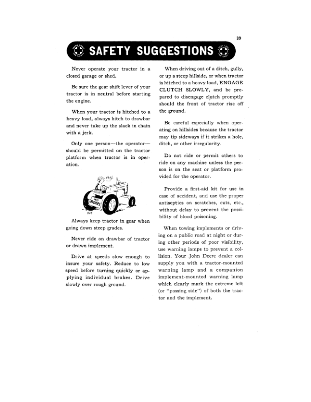 John Deere 420 Tractors Operator’s Manuals (OMT40457) Workshop Guide