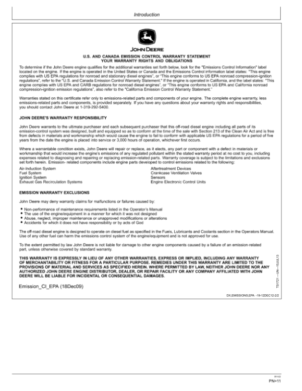 John Deere 410E-II, 460E-II Articulated Dump Trucks Operator’s Manuals (OMT424947X19) Workshop Guide