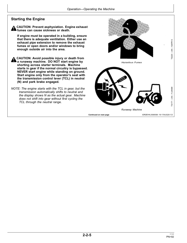 John Deere 310SL Backhoe Loaders Operator’s Manuals (OMT426487X19) Workshop Guide