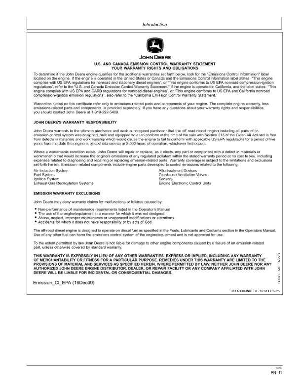 John Deere 200G Excavators Operator’s Manuals (OMT429492X19) Workshop Guide