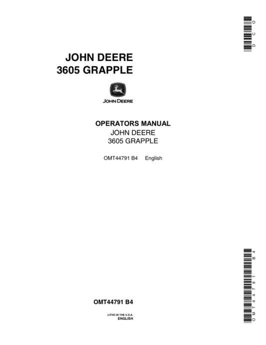 John Deere 3605 Attachments Operator’s Manuals (OMT44791) Workshop Guide