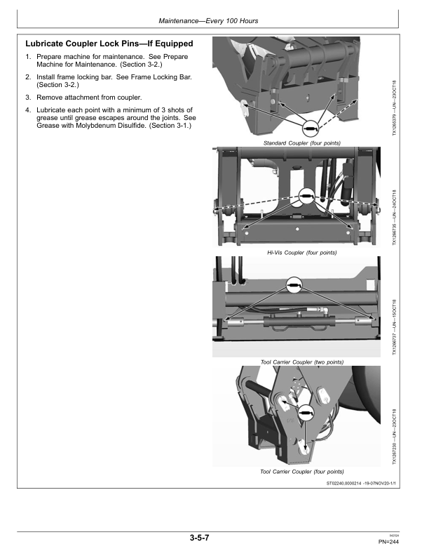 John Deere 624 P Loaders Operator’s Manuals (OMT453607X019) Workshop Guide