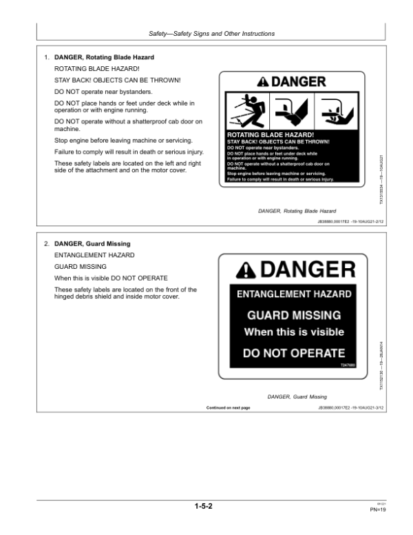 John Deere RE40, RE50 Attachments Operator’s Manuals (OMT462896X019) Workshop Guide