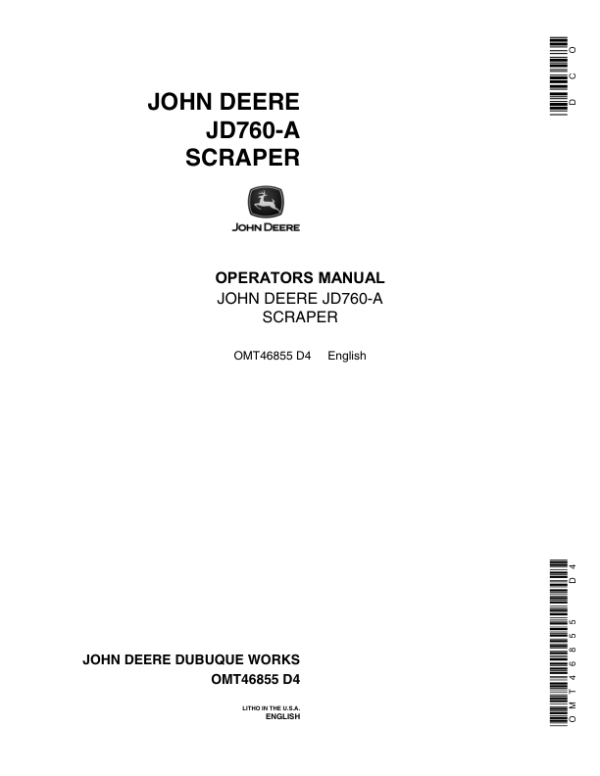 John Deere 760A Scrapers Operator’s Manuals (OMT46855) Workshop Guide