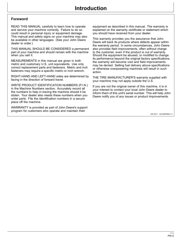 John Deere 844 P Loaders Operator’s Manuals (OMT473606X019) Workshop Guide