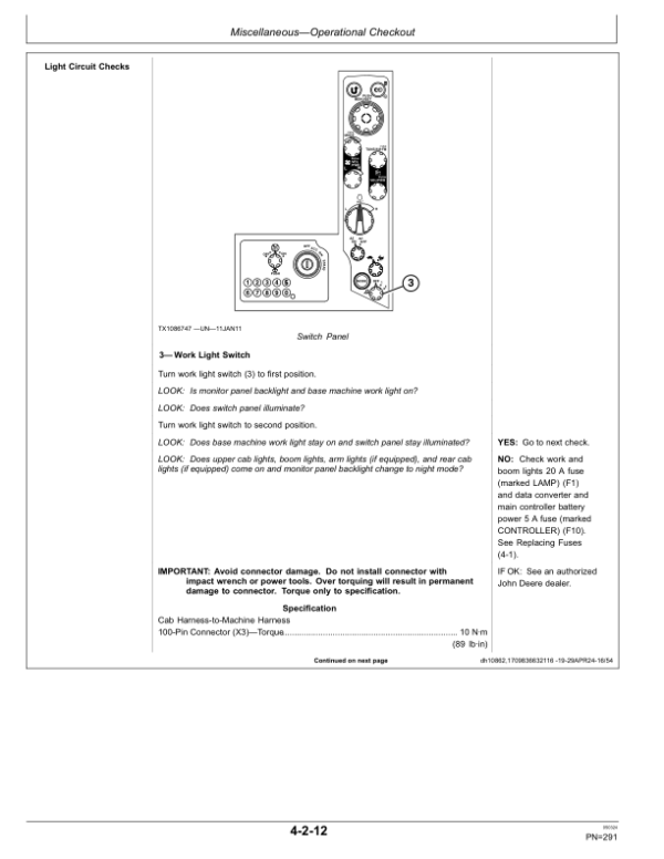 John Deere 2654GLC Forestry Excavator Operator’s Manuals (OMT477402X019) Workshop Guide