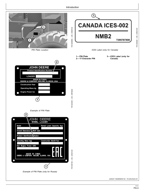 John Deere 544 G Loaders Operator’s Manuals (OMT479847X019) Workshop Guide