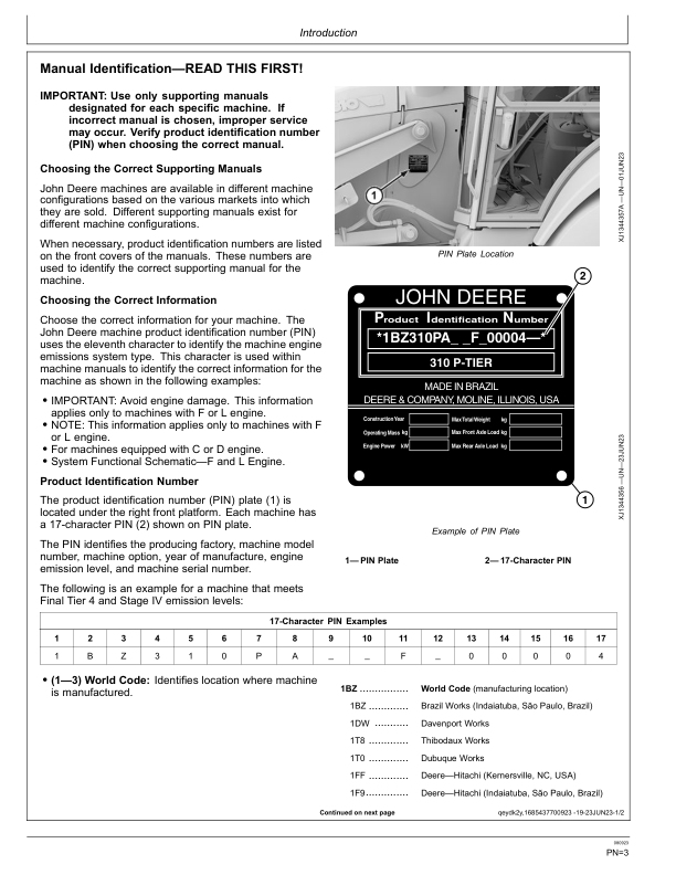 John Deere 310 P Backhoe Loaders Operator’s Manuals (OMT481853X019) Workshop Guide