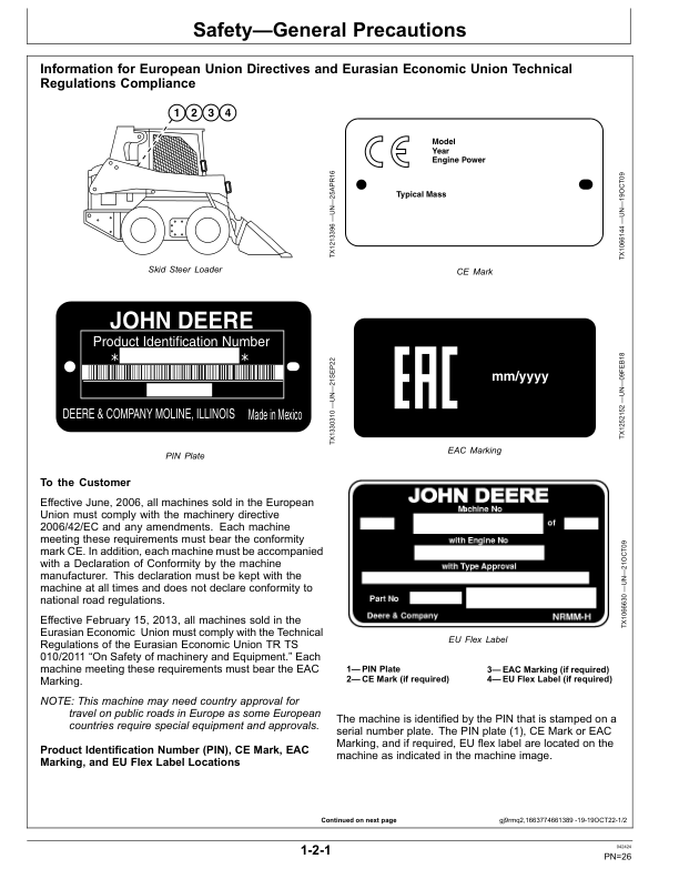 John Deere 317G Skid Steers Operator’s Manuals (OMT483144X019) Workshop Guide