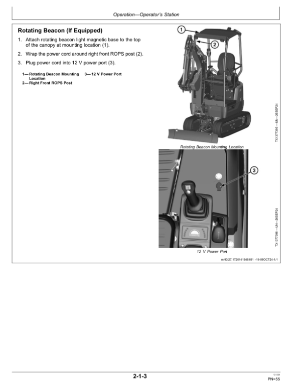 John Deere 17 P Excavators Operator’s Manuals (OMT506563X019) Workshop Guide