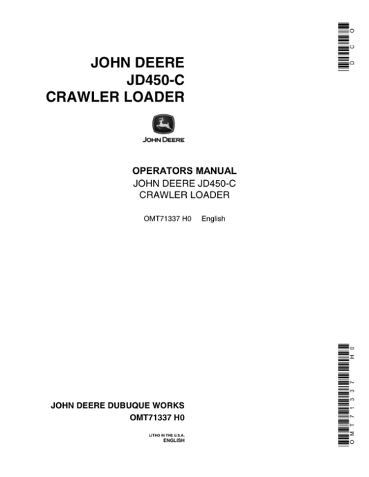 John Deere 450C Crawlers Operator’s Manuals (OMT71337) Workshop Guide