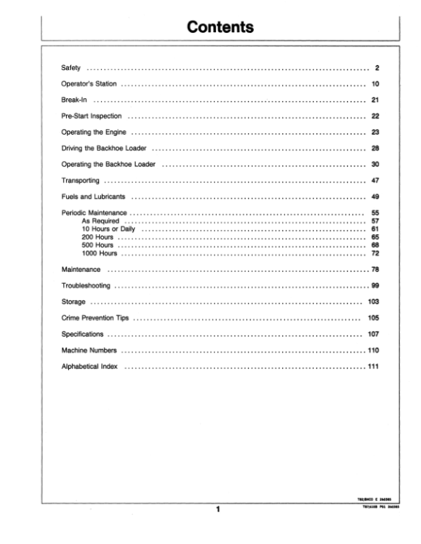 John Deere 610B Backhoes Operator’s Manuals (OMT82175) Workshop Guide
