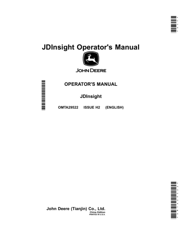 John Deere JDInsight (China Edition) Operator’s Manual (OMTA29522) Workshop Guide