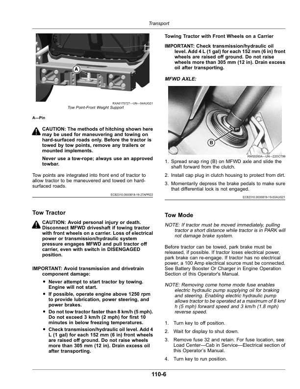 John Deere 8RX Tractors (808001-) (Export Edition) Operator’s Manual (OMTA30795) Workshop Guide