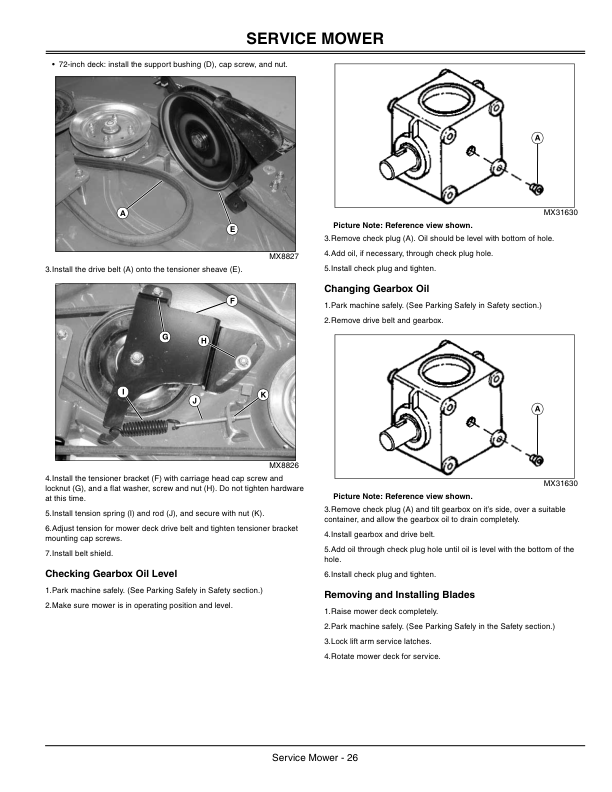 John Deere Mower Decks for Front Mount Mowers 60, 62, 72-inch (North America) (010001-) Operator’s Manual (OMTCU14438E) Workshop Guide