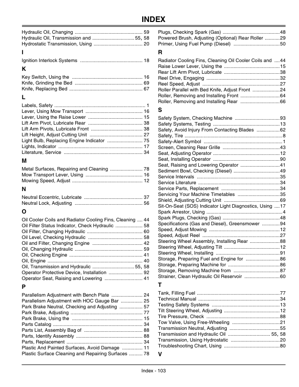 John Deere 2500A Professional Greens Mower North America (030001-) Operator’s Manual (OMTCU17234) Workshop Guide