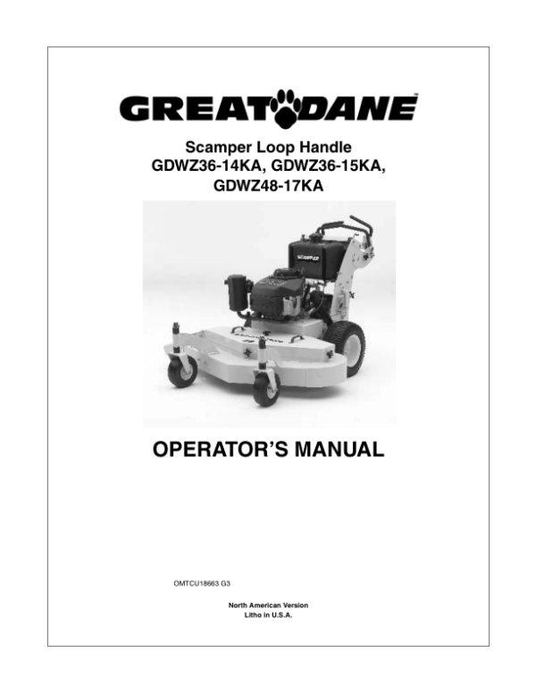 John Deere Scamper Loop Handle (010001-) Operator’s Manual (OMTCU18663) Workshop Guide