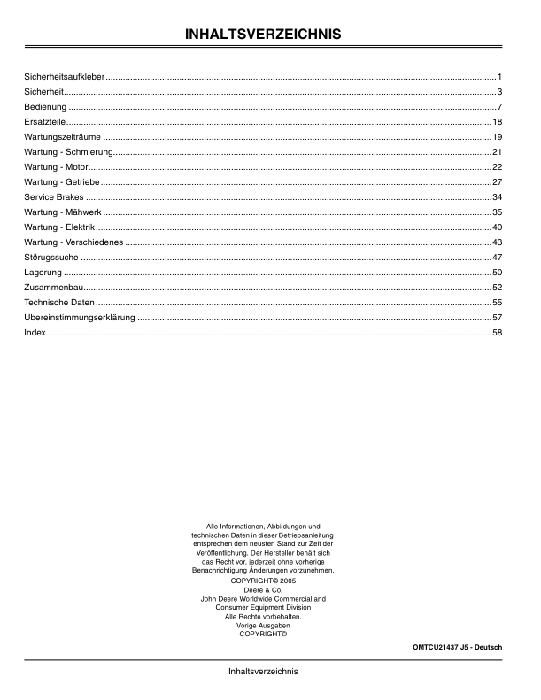 John Deere 7H17 Commercial Walk Behind Mower Operator’s Manual (OMTCU21437) Workshop Guide