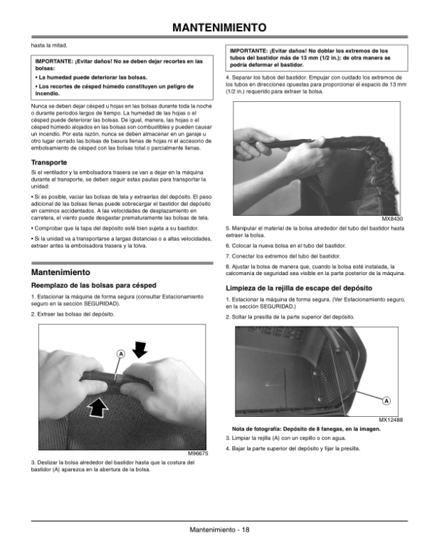 John Deere Commercial Blower, Rear Bagger (010001-) 8, 14 Bushel Operator’s Manual (OMTCU21588) Workshop Guide