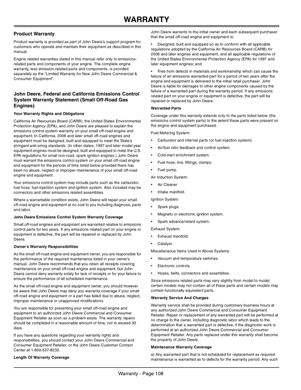 John Deere F725 Front Mowers (North American) Operator’s Manual (OMTCU21864) Workshop Guide
