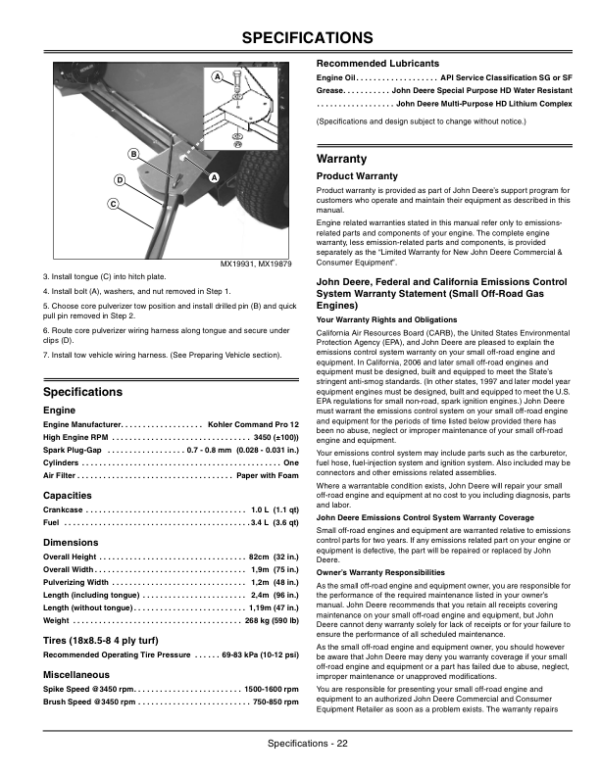 John Deere CP48 Core Pulverizer (010001-) Operator’s Manual (OMTCU22661) Workshop Guide