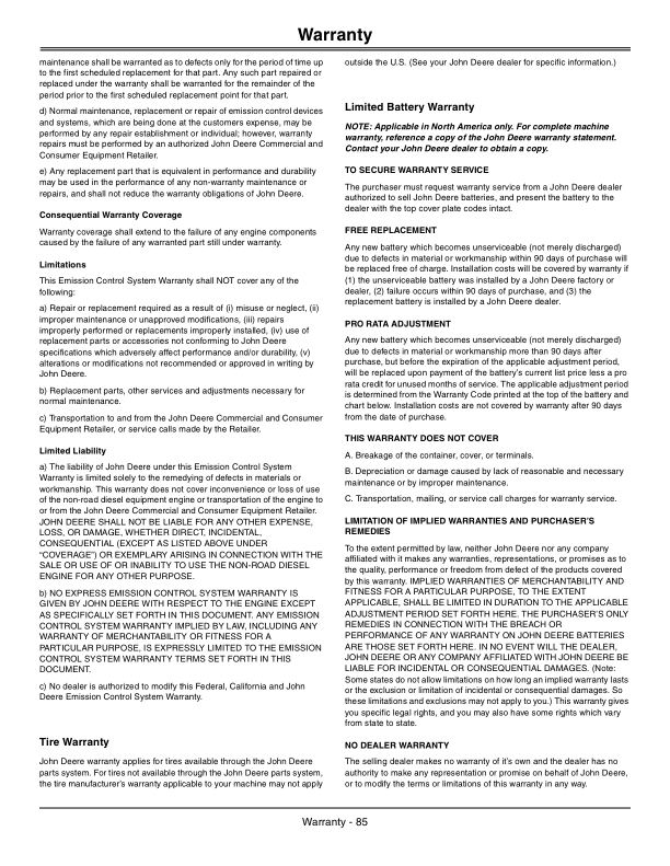 John Deere Wide Area Mower 1600 Turbo (North America) (090001-) Operator’s Manual (OMTCU28135E) Workshop Guide