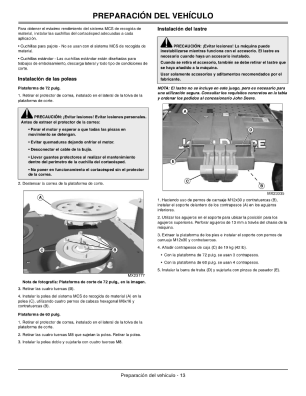 John Deere 13 Bushel Dump From Seat for 997 MCS (with SN#) Operator’s Manual (OMTCU28225) Workshop Guide