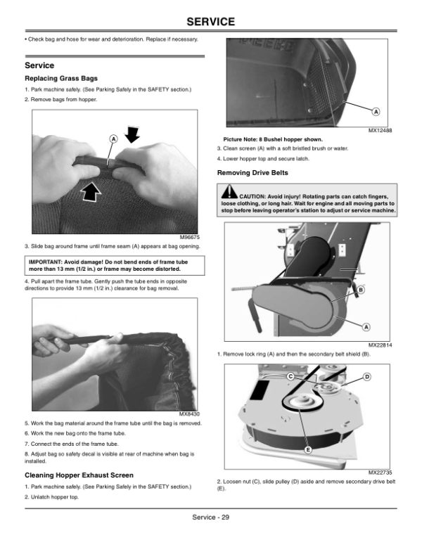 John Deere Blower, Rear Bagger 2, 3 Bag Material Collection System (North America) (040001-) Operator’s Manual (OMTCU29191E) Workshop Guide